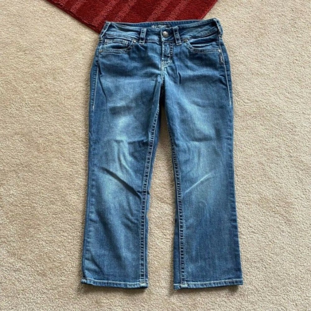 Silver Suki W28 x L 22 1/2 Mid Capri Denim Jeans Actual W 28 x I 23